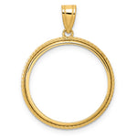 画像をギャラリービューアに読み込む, 14K Yellow Gold 22 mm Coin Bezel Holder Pendant Squares 1/4 oz American Eagle Panda 2 Rand US $5 Jamestown Prong
