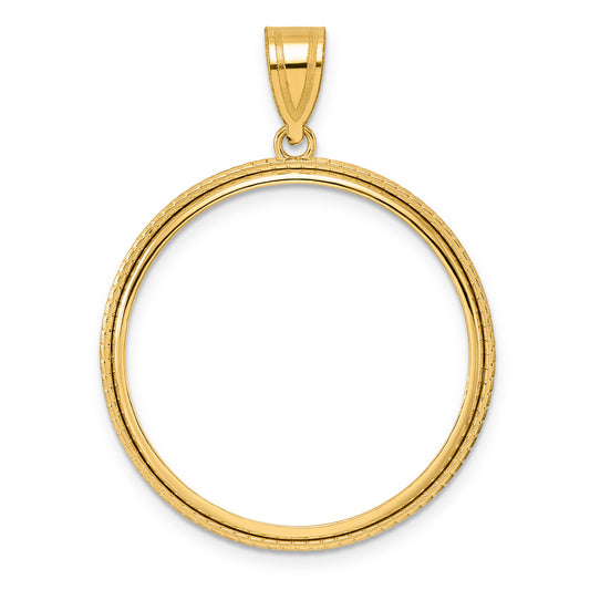 14K Yellow Gold 27 mm Coin Bezel Holder Pendant Squares 1/2 oz American Eagle Panda US $10 Dollar Liberty Indian Prong