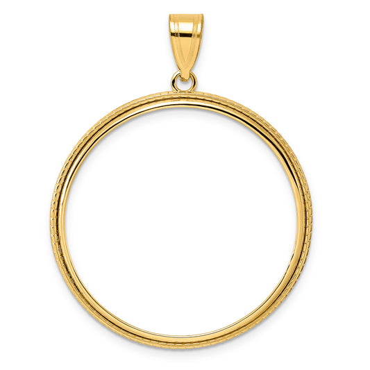 14K Yellow Gold 32 mm Coin Bezel Holder Pendant Squares Old US Series 1 oz Panda Australian Nugget Kangaroo Koala Prong