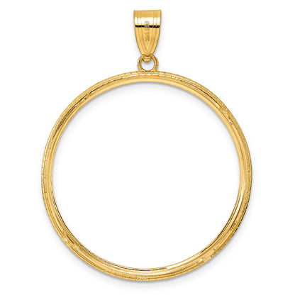 14K Yellow Gold 32.7 mm Coin Bezel Holder Pendant Squares 1 oz American Eagle Cat Krugerrand Prong