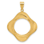 Indlæs billede til gallerivisning 14K Yellow Gold 16.5 mm Coin Bezel Holder Pendant Diamond Cut Riptide Diagonal Riptide 1/10 oz American Eagle Krugerrand Prong
