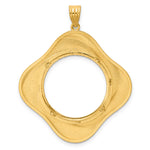 Carregar imagem no visualizador da galeria, 14K Yellow Gold 22 mm Coin Bezel Holder Pendant Diamond Cut Riptide Diagonal Riptide 1/4 oz American Eagle Panda 2 Rand US $5 Jamestown Prong

