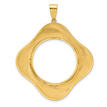 Carregar imagem no visualizador da galeria, 14K Yellow Gold 27 mm Coin Bezel Holder Pendant Diamond Cut Riptide Diagonal Riptide 1/2 oz American Eagle Panda US $10 Dollar Liberty Indian Prong
