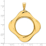 Carregar imagem no visualizador da galeria, 14K Yellow Gold 27 mm Coin Bezel Holder Pendant Diamond Cut Riptide Diagonal Riptide 1/2 oz American Eagle Panda US $10 Dollar Liberty Indian Prong
