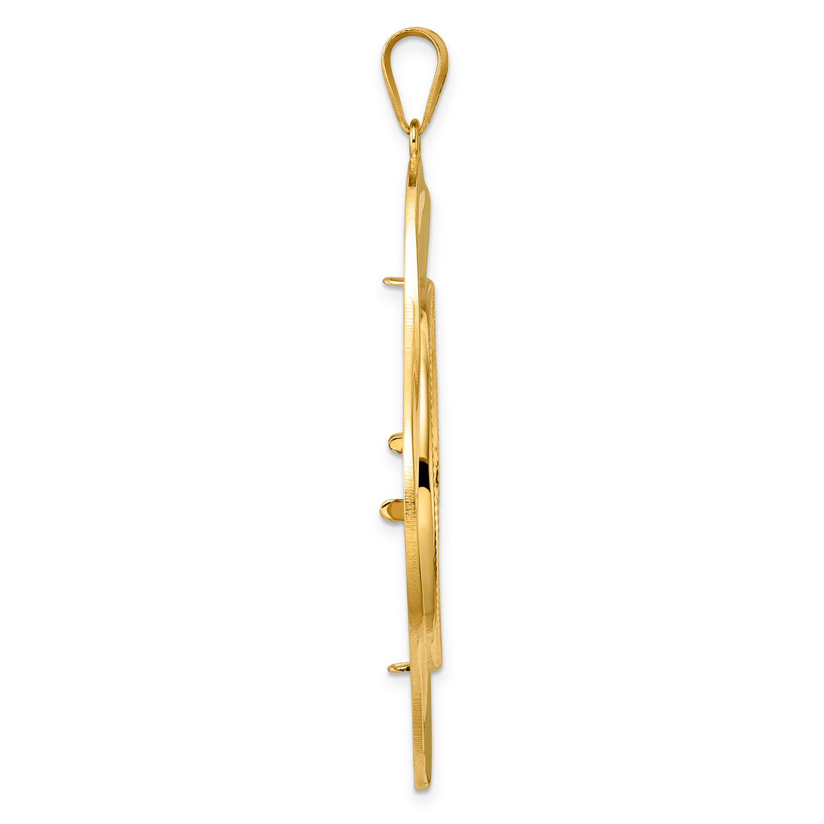 14K Yellow Gold 32 mm Coin Bezel Holder Pendant Diamond Cut Riptide Diagonal Riptide Old US Series 1 oz Panda Australian Nugget Kangaroo Koala Prong
