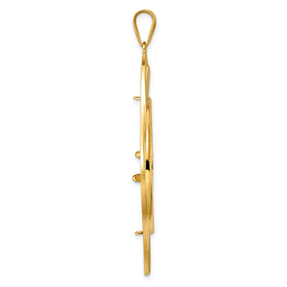 14K Yellow Gold 32 mm Coin Bezel Holder Pendant Diamond Cut Riptide Diagonal Riptide Old US Series 1 oz Panda Australian Nugget Kangaroo Koala Prong