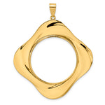 Indlæs billede til gallerivisning 14K Yellow Gold 32 mm Coin Bezel Holder Pendant Diamond Cut Riptide Diagonal Riptide Old US Series 1 oz Panda Australian Nugget Kangaroo Koala Prong

