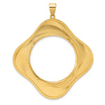 Indlæs billede til gallerivisning 14K Yellow Gold 32.7 mm Coin Bezel Holder Pendant Diamond Cut Riptide Diagonal Riptide 1 oz American Eagle Cat Krugerrand Prong
