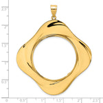 Indlæs billede til gallerivisning 14K Yellow Gold 32.7 mm Coin Bezel Holder Pendant Diamond Cut Riptide Diagonal Riptide 1 oz American Eagle Cat Krugerrand Prong
