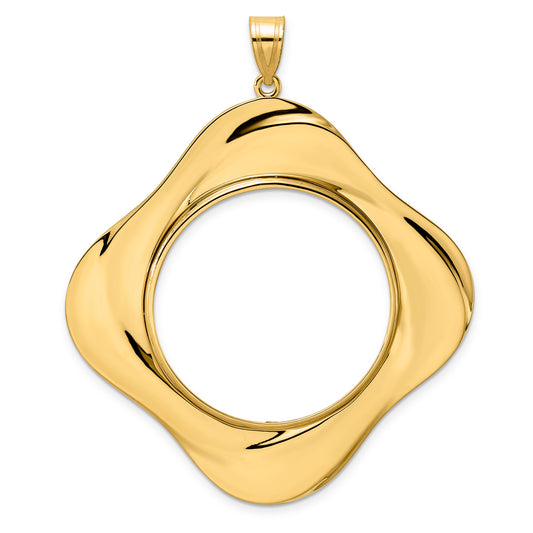 14K Yellow Gold Old US Series 1 oz Panda Australian Nugget Kangaroo Koala Diagonal Riptide Prong Coin Bezel Holder Pendant Fits 32 mm Coins
