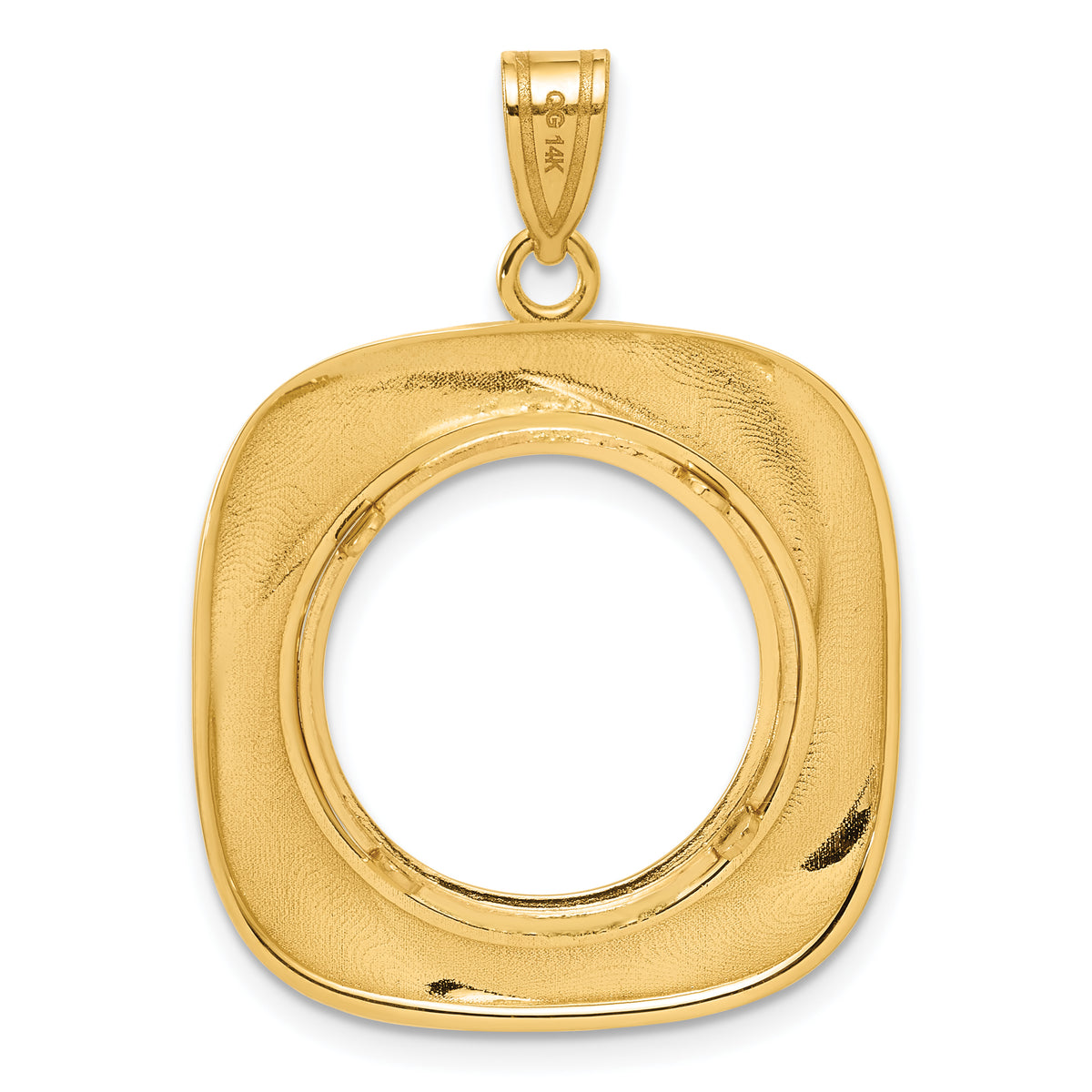 14K Yellow Gold 16.5 mm Coin Bezel Holder Pendant Riptide 1/10 oz American Eagle Krugerrand Prong