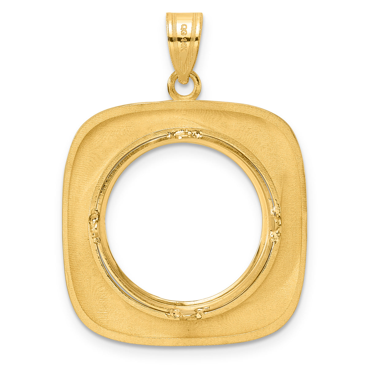 14K Yellow Gold 18 mm Coin Bezel Holder Pendant Riptide US Dime 1/10 oz Panda Cat Prong