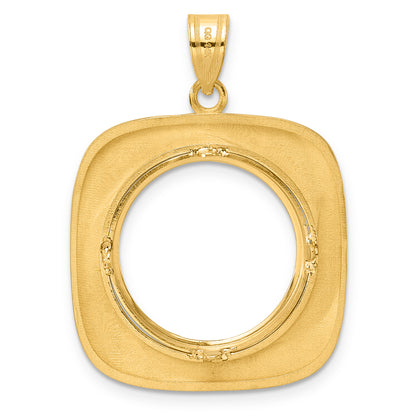 14K Yellow Gold 18 mm Coin Bezel Holder Pendant Riptide US Dime 1/10 oz Panda Cat Prong