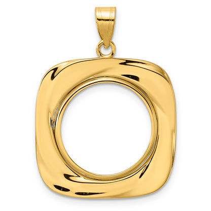 14K Yellow Gold 18 mm Coin Bezel Holder Pendant Riptide US Dime 1/10 oz Panda Cat Prong