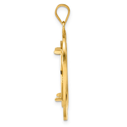 14K Yellow Gold 22 mm Coin Bezel Holder Pendant Riptide 1/4 oz American Eagle Panda 2 Rand US $5 Jamestown Prong