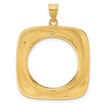 Indlæs billede til gallerivisning 14K Yellow Gold 22 mm Coin Bezel Holder Pendant Riptide 1/4 oz American Eagle Panda 2 Rand US $5 Jamestown Prong
