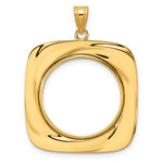 Indlæs billede til gallerivisning 14K Yellow Gold 22 mm Coin Bezel Holder Pendant Riptide 1/4 oz American Eagle Panda 2 Rand US $5 Jamestown Prong
