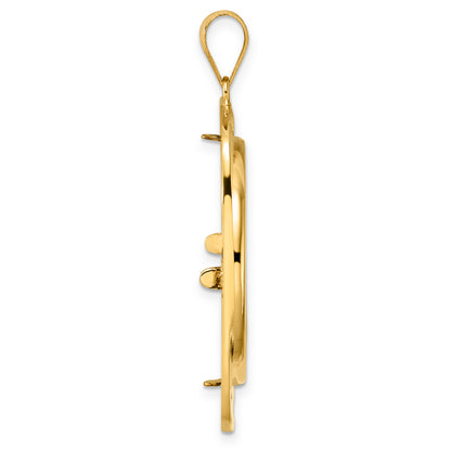 14K Yellow Gold 27 mm Coin Bezel Holder Pendant Riptide 1/2 oz American Eagle Panda US $10 Dollar Liberty Indian Prong