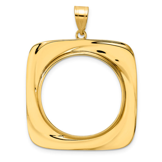 14K Yellow Gold 27 mm Coin Bezel Holder Pendant Riptide 1/2 oz American Eagle Panda US $10 Dollar Liberty Indian Prong