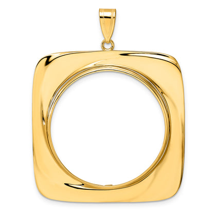 14K Yellow Gold 32.7 mm Coin Bezel Holder Pendant Riptide 1 oz American Eagle Cat Krugerrand Prong