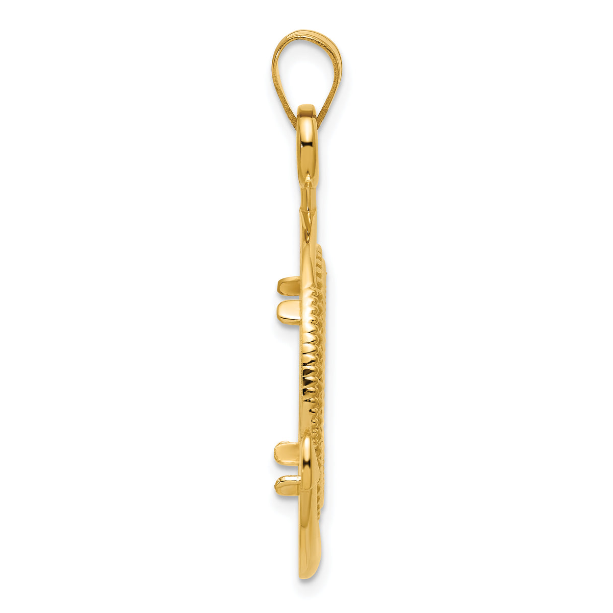 14K Yellow Gold 16.5 mm Coin Bezel Holder Pendant Diamond Cut Ships Anchor 1/10 oz American Eagle Krugerrand Prong