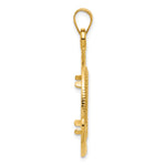 Indlæs billede til gallerivisning 14K Yellow Gold 16.5 mm Coin Bezel Holder Pendant Diamond Cut Ships Anchor 1/10 oz American Eagle Krugerrand Prong
