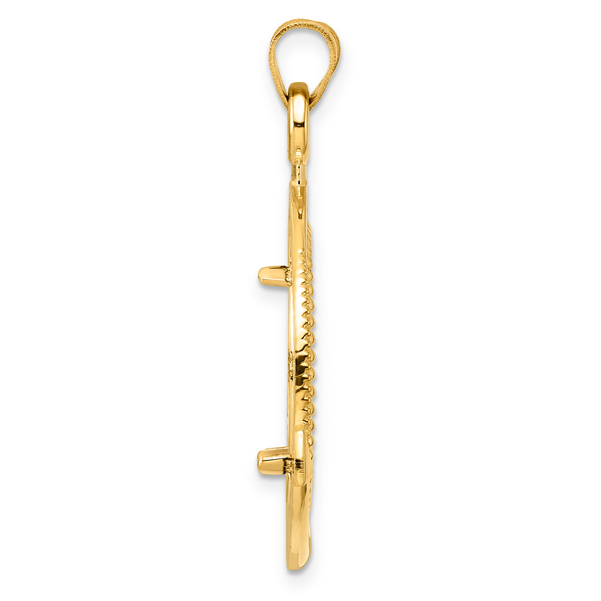 14K Yellow Gold 18 mm Coin Bezel Holder Pendant Diamond Cut Ships Anchor US Dime 1/10 oz Panda Cat Prong
