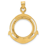 Carica l'immagine nel visualizzatore di Gallery, 14K Yellow Gold 18 mm Coin Bezel Holder Pendant Diamond Cut Ships Anchor US Dime 1/10 oz Panda Cat Prong
