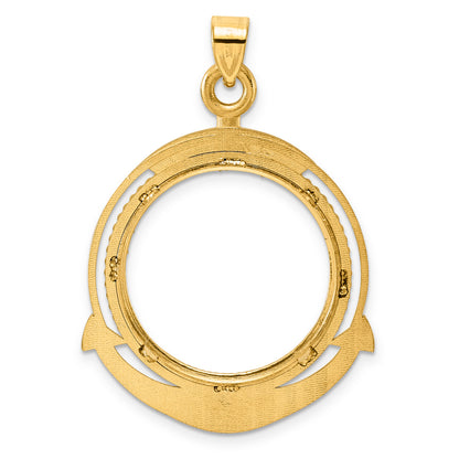 14K Yellow Gold 22 mm Coin Bezel Holder Pendant Diamond Cut Ships Anchor 1/4 oz American Eagle Panda 2 Rand US $5 Jamestown Prong