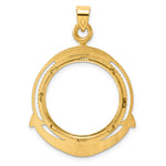 Lataa kuva Galleria-katseluun, 14K Yellow Gold 22 mm Coin Bezel Holder Pendant Diamond Cut Ships Anchor 1/4 oz American Eagle Panda 2 Rand US $5 Jamestown Prong
