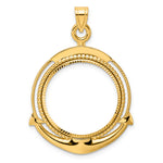Lataa kuva Galleria-katseluun, 14K Yellow Gold 22 mm Coin Bezel Holder Pendant Diamond Cut Ships Anchor 1/4 oz American Eagle Panda 2 Rand US $5 Jamestown Prong
