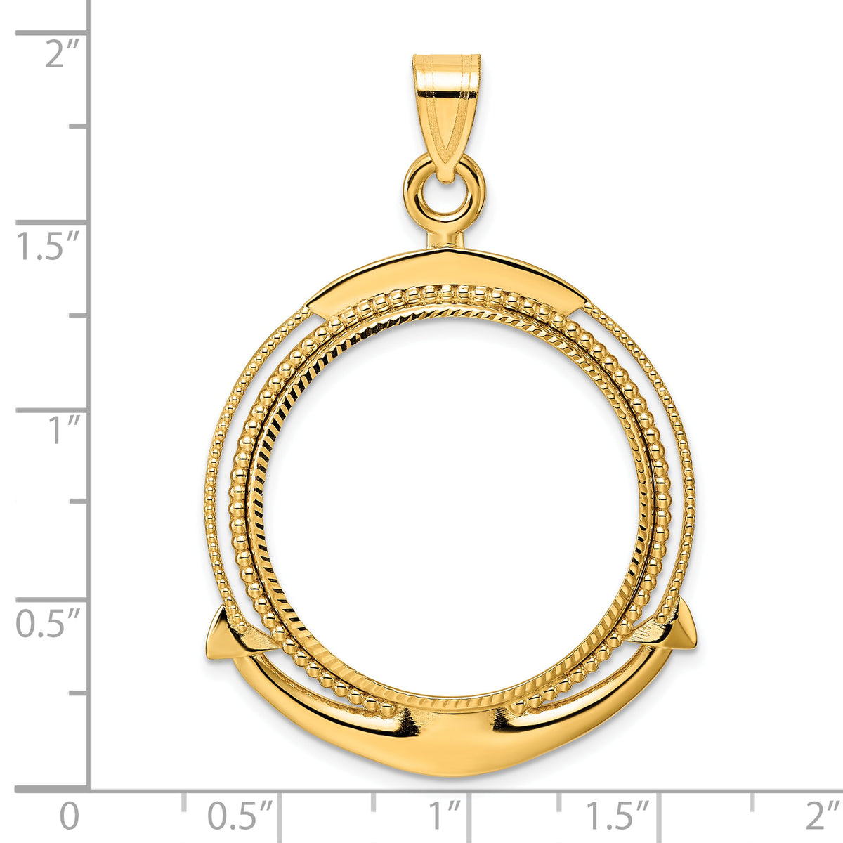 14K Yellow Gold 27 mm Coin Bezel Holder Pendant Diamond Cut Ships Anchor 1/2 oz American Eagle Panda US $10 Dollar Liberty Indian Prong