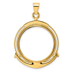 Charger l'image dans la galerie, 14K Yellow Gold 27 mm Coin Bezel Holder Pendant Diamond Cut Ships Anchor 1/2 oz American Eagle Panda US $10 Dollar Liberty Indian Prong
