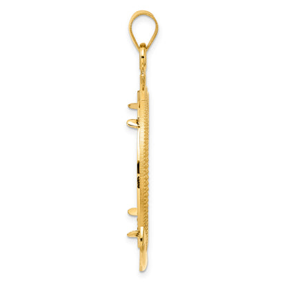14K Yellow Gold 32 mm Coin Bezel Holder Pendant Diamond Cut Ships Anchor Old US Series 1 oz Panda Australian Nugget Kangaroo Koala Prong