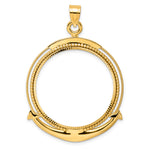 Indlæs billede til gallerivisning 14K Yellow Gold 32.7 mm Coin Bezel Holder Pendant Diamond Cut Ships Anchor 1 oz American Eagle Cat Krugerrand Prong
