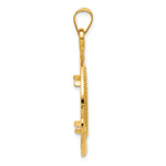 Indlæs billede til gallerivisning 14K Yellow Gold 16.5 mm Coin Bezel Holder Pendant Beaded Ships Anchor 1/10 oz American Eagle Krugerrand Prong
