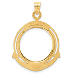 Lataa kuva Galleria-katseluun, 14K Yellow Gold 22 mm Coin Bezel Holder Pendant Beaded Ships Anchor 1/4 oz American Eagle Panda 2 Rand US $5 Jamestown Prong
