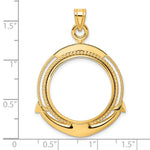 Lataa kuva Galleria-katseluun, 14K Yellow Gold 22 mm Coin Bezel Holder Pendant Beaded Ships Anchor 1/4 oz American Eagle Panda 2 Rand US $5 Jamestown Prong
