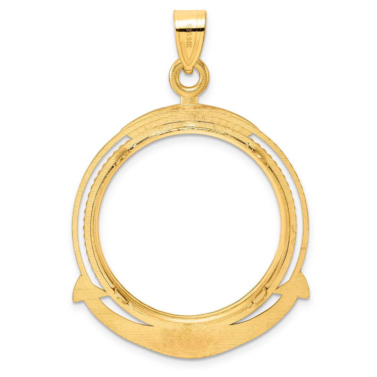 14K Yellow Gold 27 mm Coin Bezel Holder Pendant Beaded Ships Anchor 1/2 oz American Eagle Panda US $10 Dollar Liberty Indian Prong
