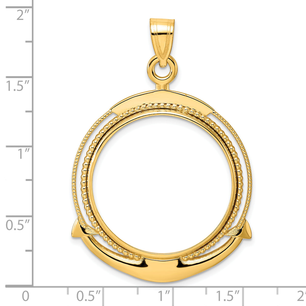 14K Yellow Gold 27 mm Coin Bezel Holder Pendant Beaded Ships Anchor 1/2 oz American Eagle Panda US $10 Dollar Liberty Indian Prong
