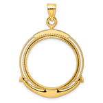 Lade das Bild in den Galerie-Viewer, 14K Yellow Gold 27 mm Coin Bezel Holder Pendant Beaded Ships Anchor 1/2 oz American Eagle Panda US $10 Dollar Liberty Indian Prong
