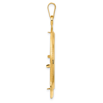 14K Yellow Gold 32 mm Coin Bezel Holder Pendant Beaded Ships Anchor Old US Series 1 oz Panda Australian Nugget Kangaroo Koala Prong