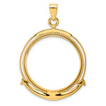 Indlæs billede til gallerivisning 14K Yellow Gold 32 mm Coin Bezel Holder Pendant Beaded Ships Anchor Old US Series 1 oz Panda Australian Nugget Kangaroo Koala Prong
