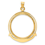 이미지를 갤러리 뷰어에 로드 , 14K Yellow Gold 32.7 mm Coin Bezel Holder Pendant Beaded Ships Anchor 1 oz American Eagle Cat Krugerrand Prong
