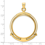 이미지를 갤러리 뷰어에 로드 , 14K Yellow Gold 32.7 mm Coin Bezel Holder Pendant Beaded Ships Anchor 1 oz American Eagle Cat Krugerrand Prong
