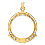 이미지를 갤러리 뷰어에 로드 , 14K Yellow Gold 32.7 mm Coin Bezel Holder Pendant Beaded Ships Anchor 1 oz American Eagle Cat Krugerrand Prong
