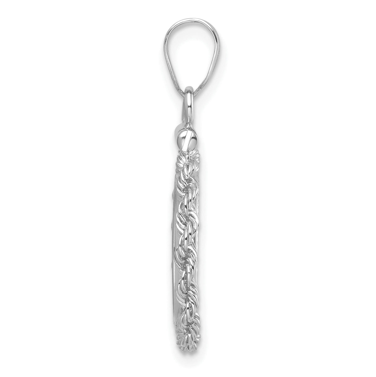 14K White Gold 13 mm Coin Bezel Holder Pendant Charm Diamond Cut Rope Edge US $1 Dollar Type 1 and 2 Peso Screw Top