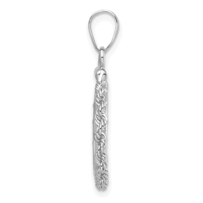 14K White Gold 13 mm Coin Bezel Holder Pendant Charm Diamond Cut Rope Edge US $1 Dollar Type 1 and 2 Peso Screw Top