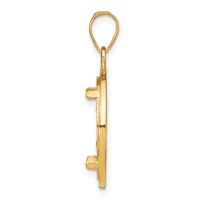 10K Yellow Gold 16.5 mm Coin Bezel Holder Pendant Beaded 1/10 oz American Eagle Krugerrand Prong