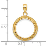 Charger l'image dans la galerie, 10K Yellow Gold 16.5 mm Coin Bezel Holder Pendant Beaded 1/10 oz American Eagle Krugerrand Prong
